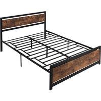 HOMCOM Full Bed Frame with Headboard & Footboard, Strong Slat Support Twin Size Metal Bed w/ Underbed Storage Space, No Box Spring Needed Aosom UK