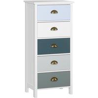 HOMCOM Chest of Drawers, 5-Drawer Dresser with Metal Handle, Slim Storage Organiser Unit for Living Room, Bedroom