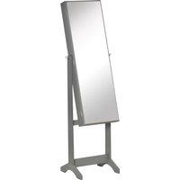 HOMCOM Lockable Jewellery Cabinet with Full-Length Mirror, Armoire Organiser for Bedroom Dressing Room, Grey Aosom UK