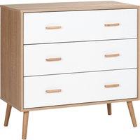 HOMCOM Modern Chest of Drawers, 3-Drawer Bedroom Storage Cabinet, White and Natural Wood Finish Aosom UK