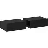 HOMCOM Floating Bedside Table Set of 2, Wall-Mounted Nightstand with Storage Drawer, Small Side End Table for Bedroom, Black