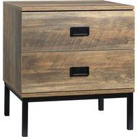 HOMCOM Retro Bedside Table with 2 Drawers, Metal Frame End Side Table for Bedroom, Living Room, Coffee Aosom UK