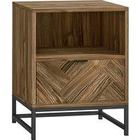 HOMCOM Bedside Table with Drawer and Shelf, Side End Table with Steel Legs for Living Room, Bedroom, Brown Wood Effect