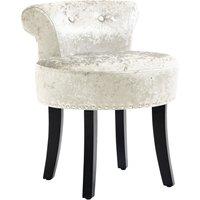 HOMCOM Dressing Table Stool with Rubber Wood Legs, Ice Velvet Vanity Stool for Living Room Bedroom, Beige
