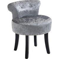 HOMCOM Dressing Table Stool, Ice Velvet with Rubber Wood Legs, Makeup Seat for Living Room, Bedroom,