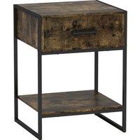 HOMCOM Modern Bedside Table - Rustic Brown