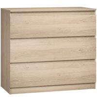 HOMCOM 3-Drawer Storage Organiser Unit, Chest of Drawers for Bedroom, Living Room, 80 x 39 x 73cm, Oak