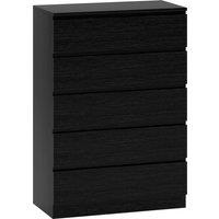 HOMCOM Chest of Drawers, 5 Drawer Dresser, Modern Storage Cabinet with 5 Drawers, for Bedroom, Living Room, Black