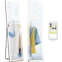 HOMCOM Freestanding Full-Length Mirror with LED Lights, Remote Control, Floor or Wall Mounted for Bedroom Aosom UK