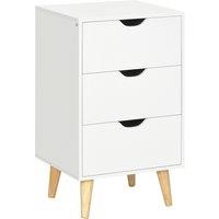 HOMCOM Bedroom Chest of Drawers, 3-Drawer Storage Unit with Wood Legs and Cut-out Handles, White