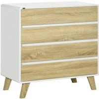 HOMCOM 4-Drawer Chest: Bedroom & Lounge Storage Organiser, 80cmx40cmx79.5cm, White and Natural Aosom UK