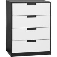 HOMCOM Storage Drawer Chest, 4-Drawer Organiser Cabinet for Bedroom or Living Room, 60cm x 40cm x 80cm, White and Black Aosom UK