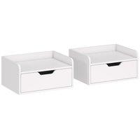 HOMCOM Floating Nightstands Set of 2, Wall Mounted Bedside Table with Drawer for Bedroom, White