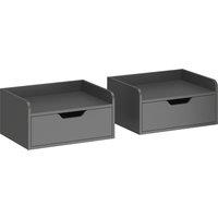 HOMCOM Floating Nightstands Set of 2, Wall Mounted Bedside Table with Drawer for Bedroom, Black