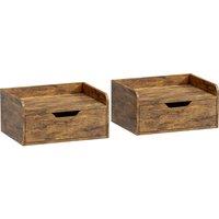 HOMCOM Floating Nightstands Set of 2, Wall Mounted Bedside Table with Drawer for Bedroom, Rustic Brown
