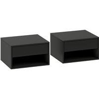 HOMCOM Floating Bedside Tables Set of 2, Wall Mounted Nightstand, Black