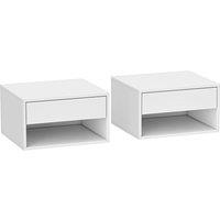 HOMCOM Set of Two Floating Bedside Tables - White