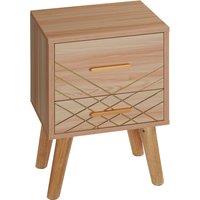 HOMCOM Scandinavian Bedside Cabinet with Drawers, Bedside Table with Wood Legs for Bedroom, Natural Aosom UK