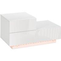 HOMCOM High Gloss Front Bedside Table with Drawers Nightstand with RGB LED Light and Remote for Bedroom Living Room White