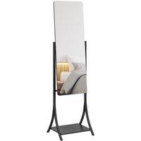 HOMCOM Free Standing Full-Length Mirror with Storage Shelf, Adjustable Angle for Living Room, Bedroom, Hallway Aosom UK