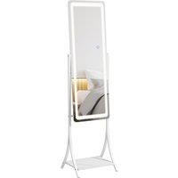 HOMCOM Full Length Dressing Mirror with LED Lights, Adjustable Colour Temperature, Storage Shelf, Ideal for Outfit Checks Aosom UK