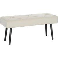 HOMCOM Upholstered Hallway Bench, End of Bed Bench with X-Shape Design and Steel Legs, Cream