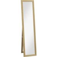HOMCOM Full Length Wall Mirror w/ Anti-Slip Pads & Wood-Effect Frame for Bedroom, Hallway or Lounge, 155 x 40 cm, Natural Aosom UK