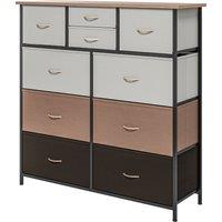 HOMCOM Chest of Drawers for Bedroom, 10-Drawer Dresser with Foldable Fabric Drawers and Metal Frame, Colourful Storage Solution Aosom UK