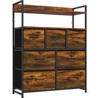 HOMCOM Chest of Drawers, Bedroom Fabric Dresser with 7 Drawers, Storage Organiser Unit with Open Shelves, Rustic Brown
