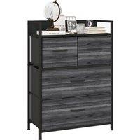HOMCOM Rustic Chest of Four Fabric Drawers - Black