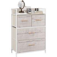 HOMCOM Rustic Chest of Four Fabric Drawers - Black