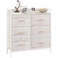HOMCOM Rustic Chest of Six Fabric Drawers - Natural