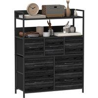 HOMCOM Rustic Chest of Seven Fabric Drawers - Black