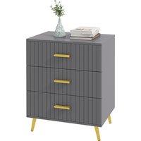 HOMCOM Bedroom Chest of Drawers, Modern 3-Drawer Dresser, Storage Drawer Unit with Aluminium Legs, Dark Grey Aosom UK