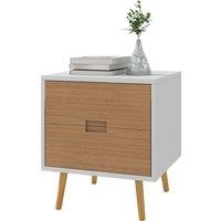 HOMCOM Wood Effect Wto-Drawer Bedside Table - Brown/White Aosom UK