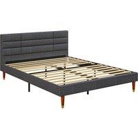 HOMCOM Upholstered King Bed Frame, with Slats - Grey Aosom UK