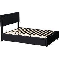 HOMCOM Double Ottoman Bed Frame, with Front Drawer - Black