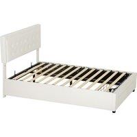 HOMCOM Double Ottoman Bed Frame, with Front Drawer - Cream