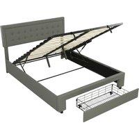 HOMCOM King Size Ottoman Bed Frame, with Front Drawer - Grey