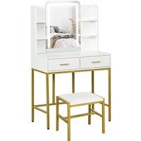 HOMCOM LED Light Dressing Table, with Stool - White