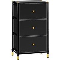 HOMCOM Chest of Drawers, Fabric Dresser with 3 Drawers and Steel Frame, Storage Organizer Unit for Bedroom, Living Room, Hallway, Black Aosom UK