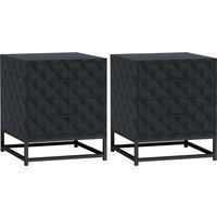 HOMCOM Bedside Tables Set of 2, Modern Bedside Table Nightstand with 2 Drawers, Bedside Cabinet Sofa Side Table with Storage, Steel Legs for Bedroom, Living Room, Black