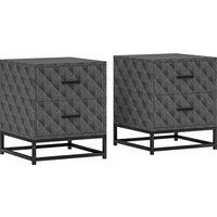HOMCOM Bedside Tables Set of 2, Modern Bedside Table Nightstand with 2 Drawers, Bedside Cabinet Sofa Side Table with Storage, Steel Legs for Bedroom, Living Room, Grey