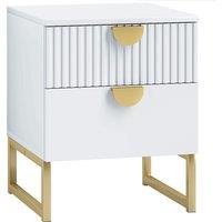 HOMCOM Elegant Two-Drawer Bedside Table - White