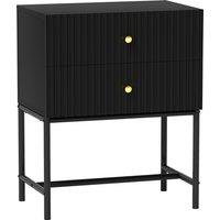 HOMCOM Elegant Two-Drawer Bedside Table - Black