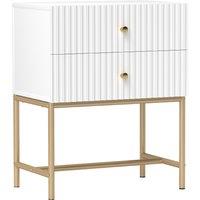 HOMCOM Elegant Two-Drawer Bedside Table - White