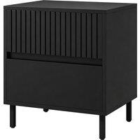 HOMCOM Bedside Cabinet, Bedside Table with 2 Drawers, Storage and Steel Legs for Bedroom, Living Room, Black