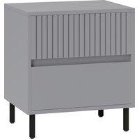 HOMCOM Simple Line Indented Two-Drawer Bedside Table - Grey