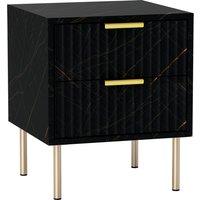 HOMCOM Elegant Two-Drawer Bedside Table - Black