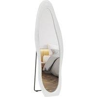 HOMCOM Wavy Velvet-Feel Full Length Mirror - White